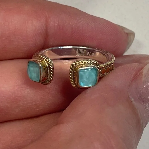 Anna Beck Gold Over Sterling Silver Ring With Turquoise-colored stones - Picture 6 of 6
